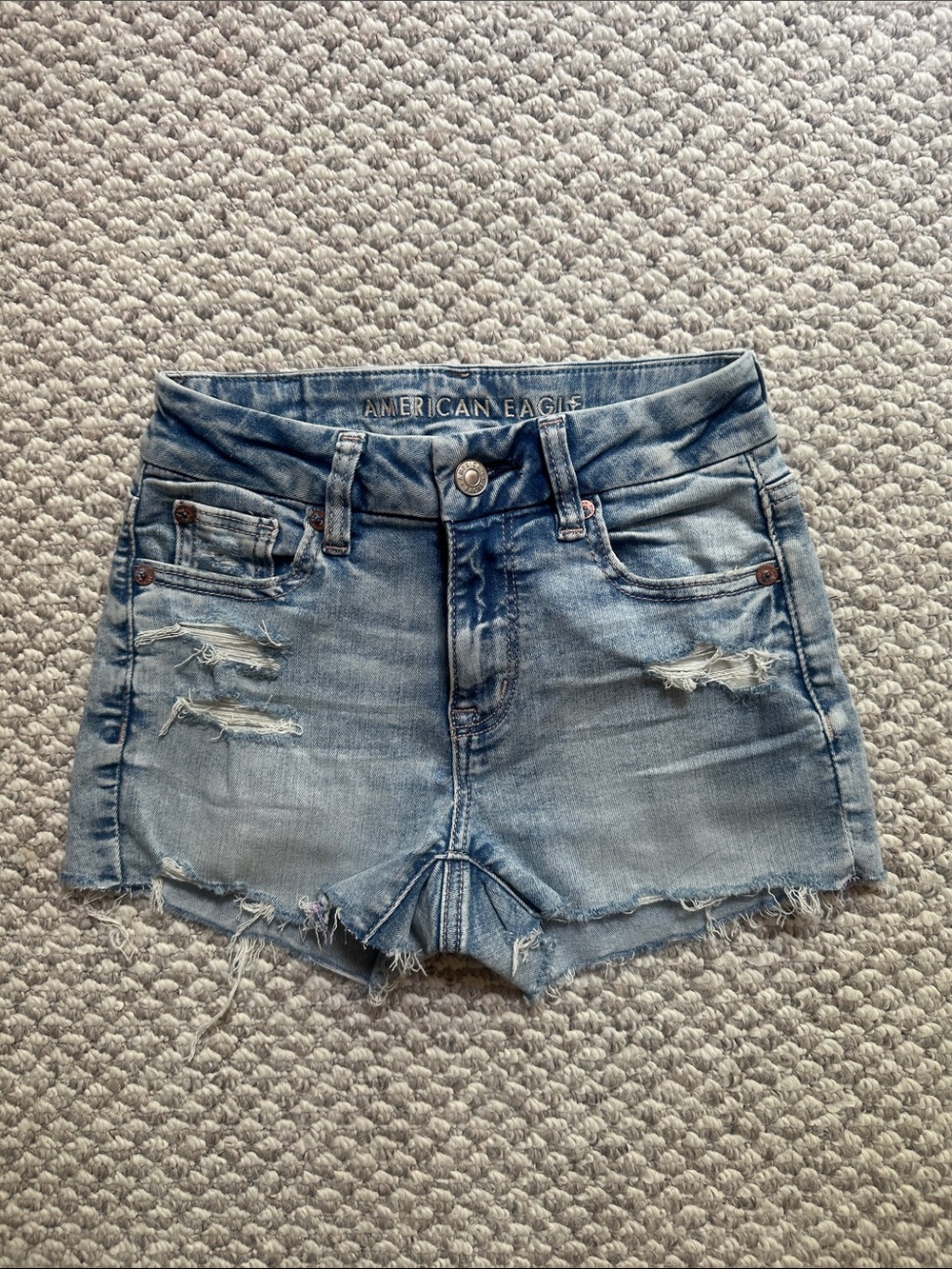 American Eagle Outfitters Distressed Light Blue Denim Cutoff Shorts